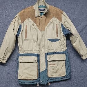 Vintage Mighty Mac Cotton And Leather Men’s XL Coat Tan & Green Work Coat